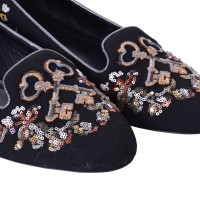 Dolce & Gabbana Slipper/Ballerinas aus Wolle in Schwarz