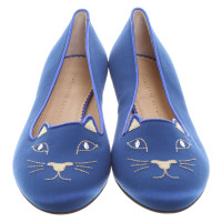 Charlotte Olympia "Kitty Flats" en bleu