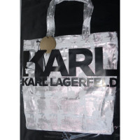 Karl Lagerfeld Shopper aus Baumwolle in Silbern