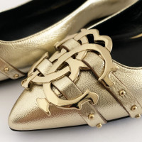 Roberto Cavalli Slippers/Ballerinas Leather in Gold
