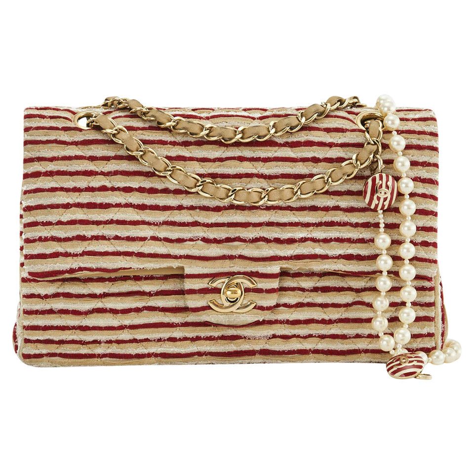 Chanel Classic Flap Bag aus Baumwolle in Rot