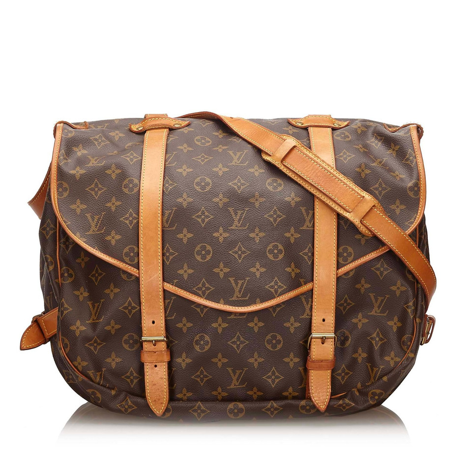 Louis Vuitton Saumur 40 in Tela in Marrone