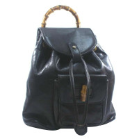 Gucci Bamboo Backpack in Pelle in Nero