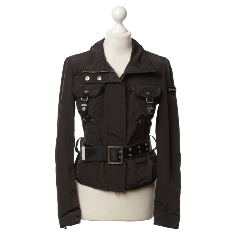 Peuterey Black jacket with waist belt
