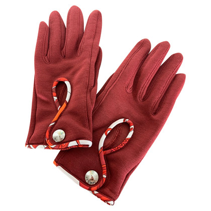 Hermès Guanti in Seta in Rosso