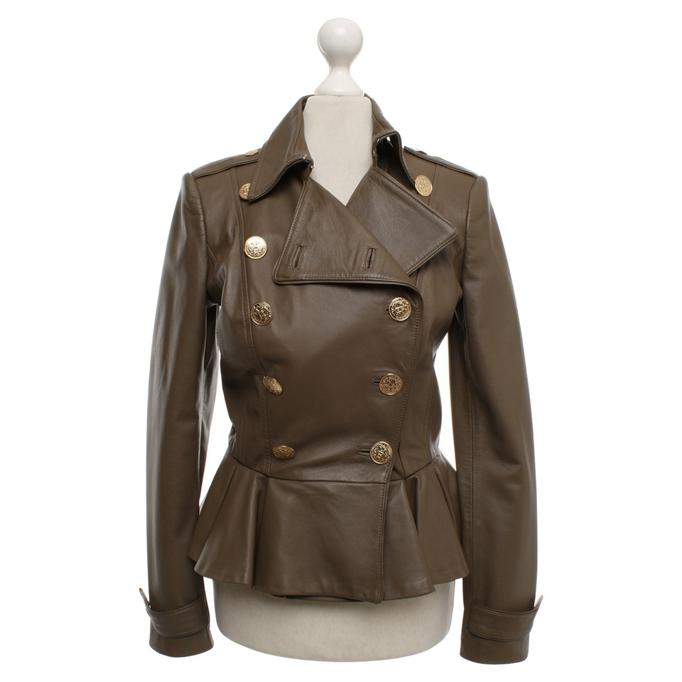 Elisabetta Franchi Leather jacket in taupe