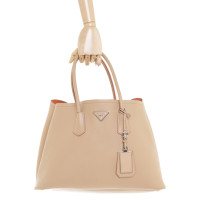Prada City Double Tote Bag Leather in Beige
