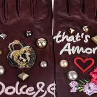 Dolce & Gabbana Handschuhe aus Leder in Bordeaux