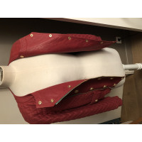Balmain Jacke/Mantel aus Leder in Rot