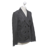 Marc Cain Lederen blazer in grijsgroen