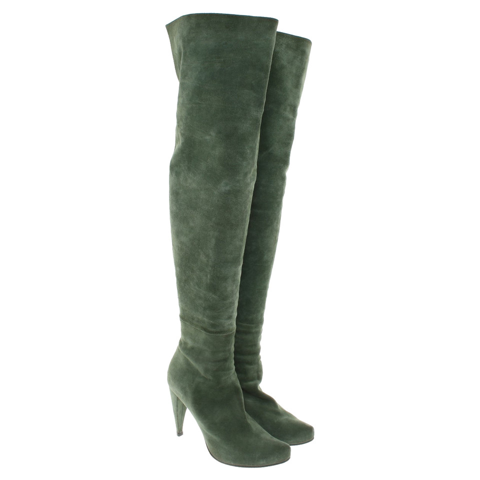 Chloé Overknees made of green suede