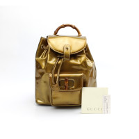 Gucci Bamboo Backpack in Pelle verniciata in Oro