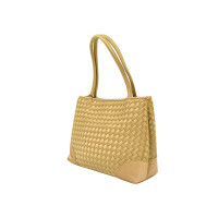 Bottega Veneta Schoudertas Canvas in Goud