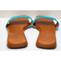 Céline Sandales en Cuir en Turquoise