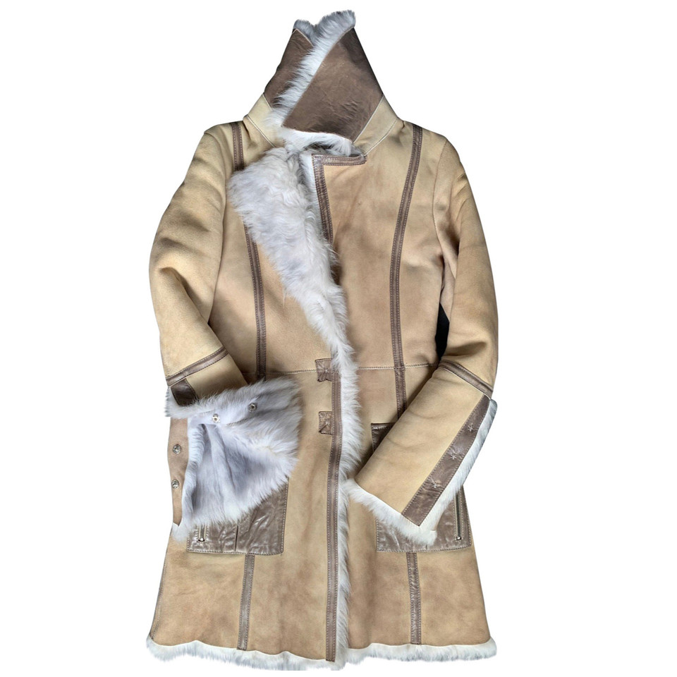 Pinko Giacca/Cappotto in Pelle in Beige