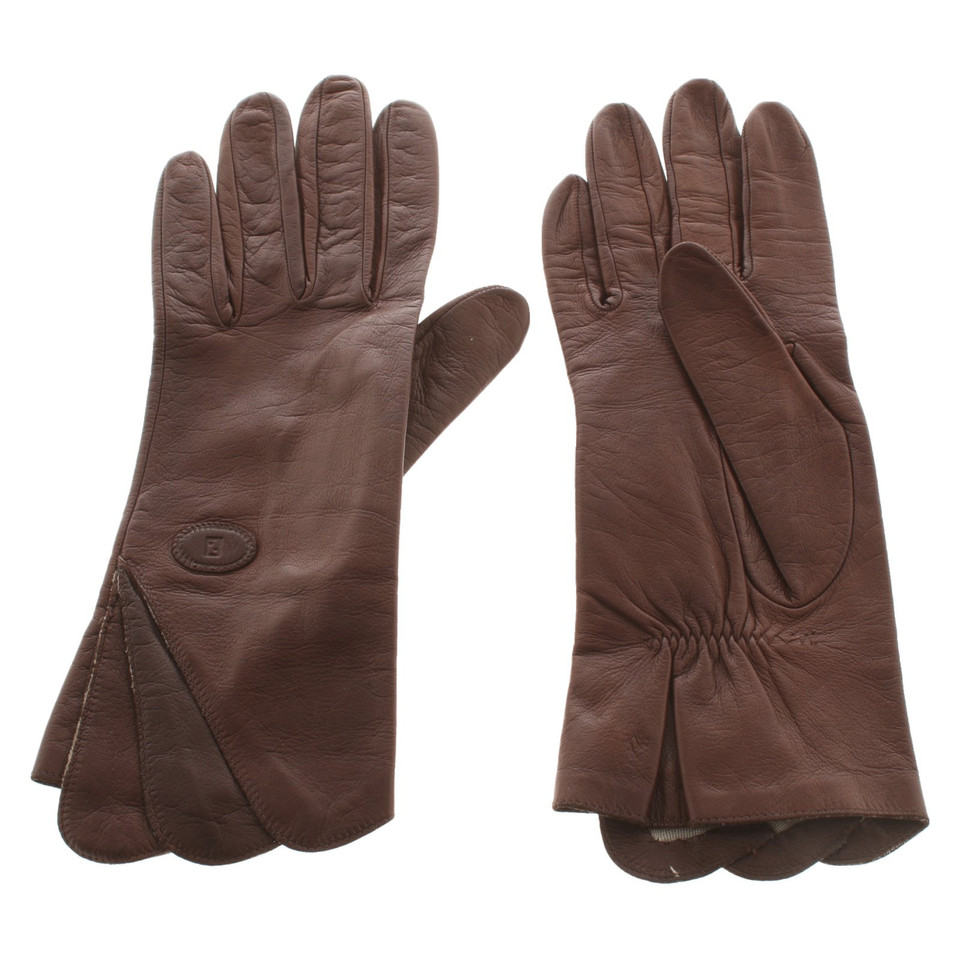 Fendi Handschuhe aus Leder in Braun