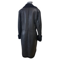 Prada Manteau en cuir noir