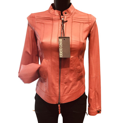 Roberto Cavalli Jacket/Coat Leather in Orange