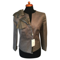 Armani Collezioni Bronzen strikleren zijden jas