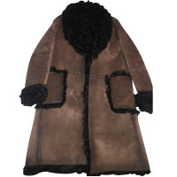 Prada Giacca/Cappotto in Pelle scamosciata in Marrone