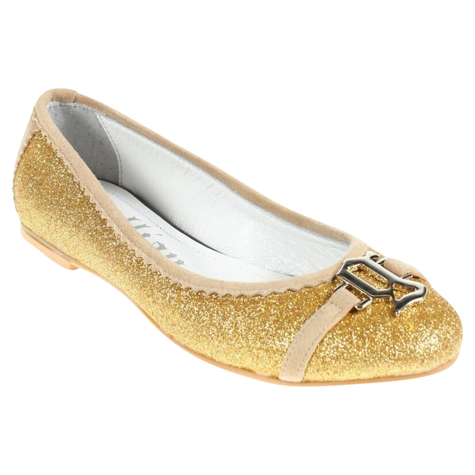 John Galliano Slipper/Ballerinas aus Leder in Gold