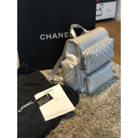 Chanel Rock Backpack Leer in Zilverachtig