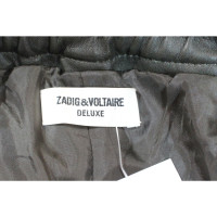 Zadig & Voltaire Paire de Pantalon en Cuir en Kaki
