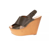 Chloé Wedges Leather in Khaki