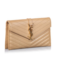 Saint Laurent Clutch Leer in Beige