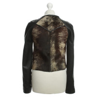 Closed Leather jacket with fur