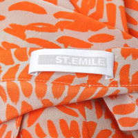 St. Emile Silk blouse in orange / beige