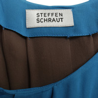 Steffen Schraut Blusa in seta turchese/marrone