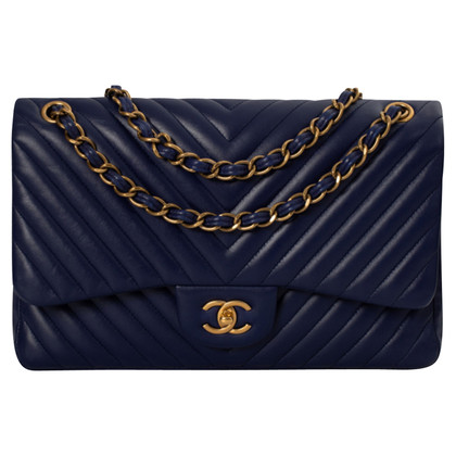 Chanel Flap Bag Leer in Blauw