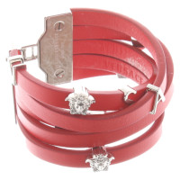 Versace Armreif/Armband aus Leder in Rot