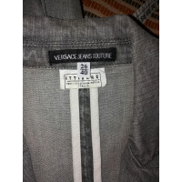 Versace Jacke/Mantel aus Baumwolle in Grau