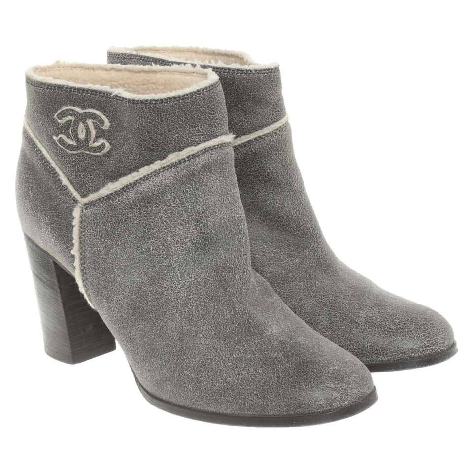Chanel Ankle boots Cotton in Grey