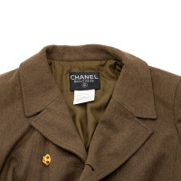 Chanel Jacke/Mantel aus Wolle in Khaki