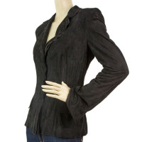 Yves Saint Laurent Giacca/Cappotto in Pelle scamosciata in Nero