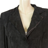 Yves Saint Laurent Giacca/Cappotto in Pelle scamosciata in Nero
