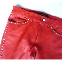 Isabel Marant Paio di Pantaloni in Pelle in Rosso