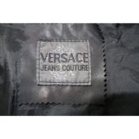 Versace Jacke/Mantel aus Leder in Schwarz