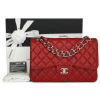 Chanel Classic Flap Bag Jumbo aus Leder in Rot