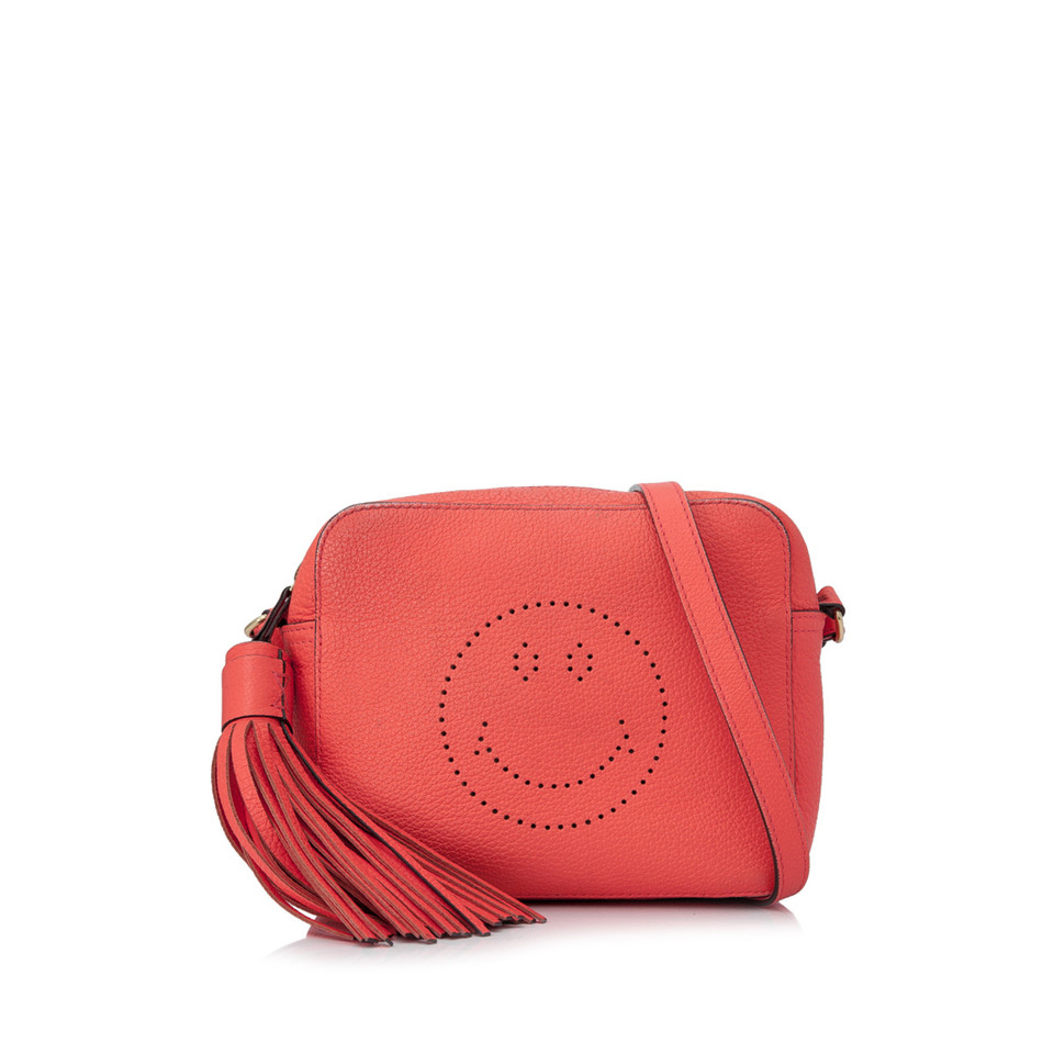 Anya Hindmarch Leren smiley schoudertas in oranje