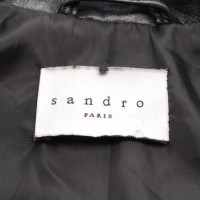Sandro Jacke/Mantel aus Leder in Schwarz