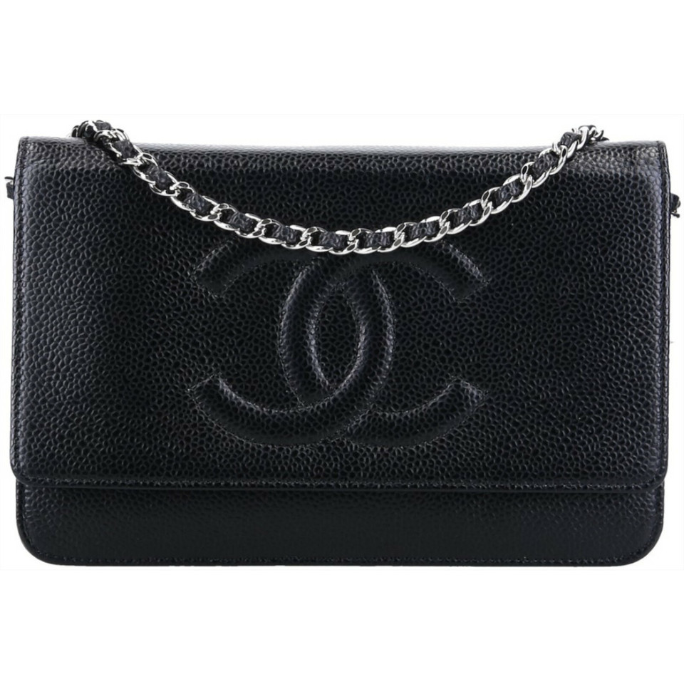 Chanel Wallet on Chain Leer in Zwart