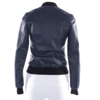 Philipp Plein Jacket/Coat Leather in Blue