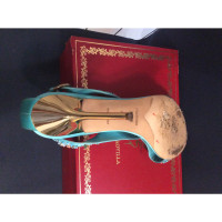 René Caovilla Sandals Silk in Turquoise