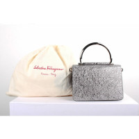 Salvatore Ferragamo Clutch Bag Leather in Silvery