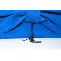 Maison Du Posh Clutch Bag Leather in Blue