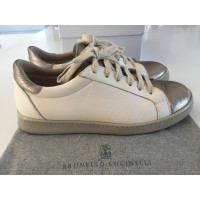 Brunello Cucinelli Sneakers aus Leder in Creme
